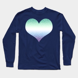 Ombré gay man flag and white swirls doodles (5 colors) heart Long Sleeve T-Shirt